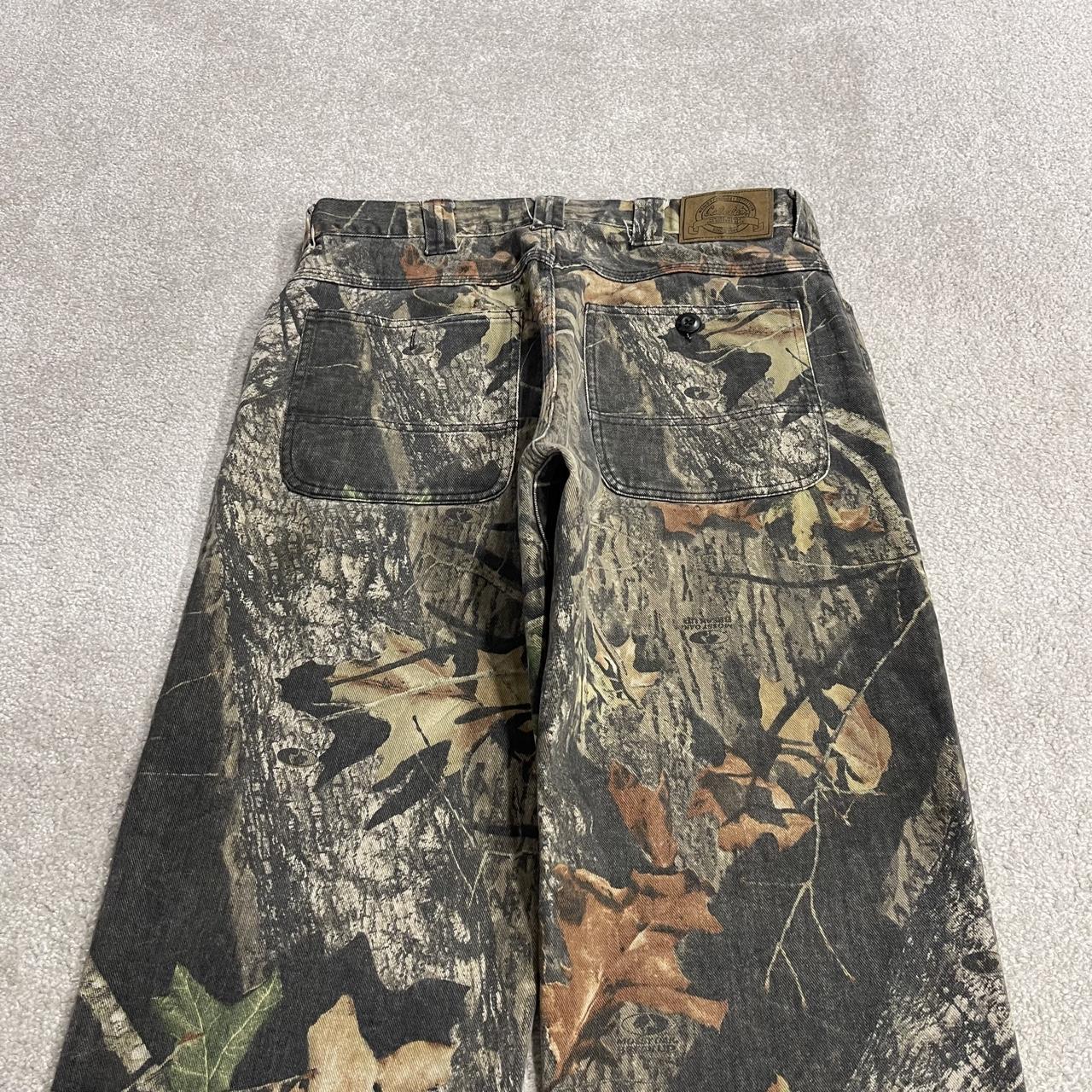 Cabela’s Mossy Oak camo jeans W32L34 khaki 5 pocket straight fit camouflage hunting style pants