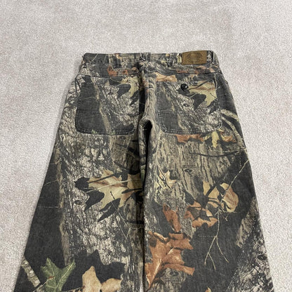 Cabela’s Mossy Oak camo jeans W32L34 khaki 5 pocket straight fit camouflage hunting style pants