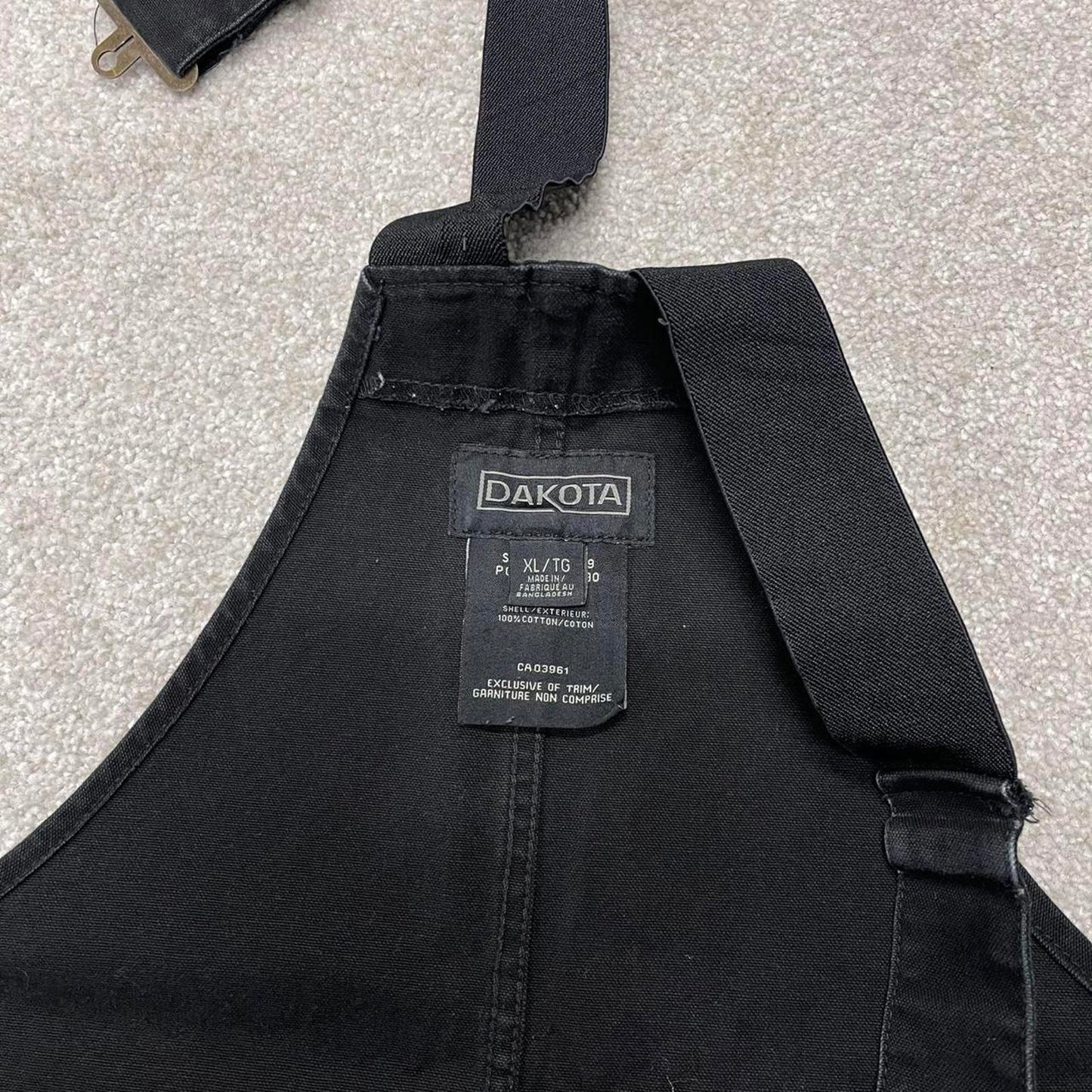 Vintage 90s Dakota dungarees overalls XL black canvas mens loose bib and brace workwear