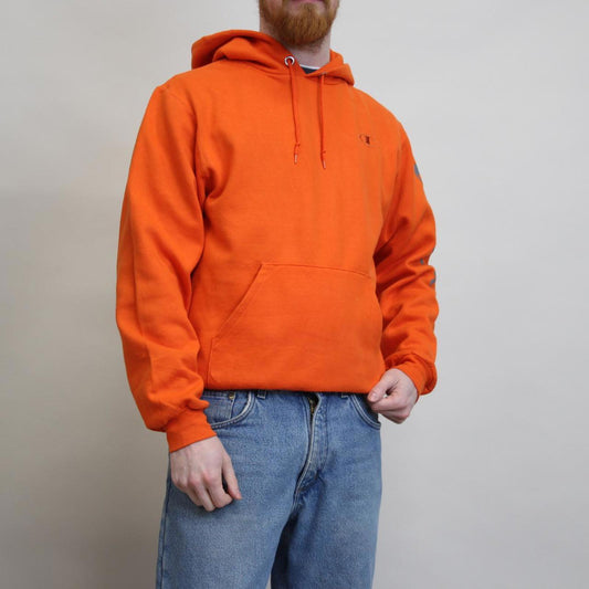 Orange Champion hoodie S y2k pullover boxy jumper print design