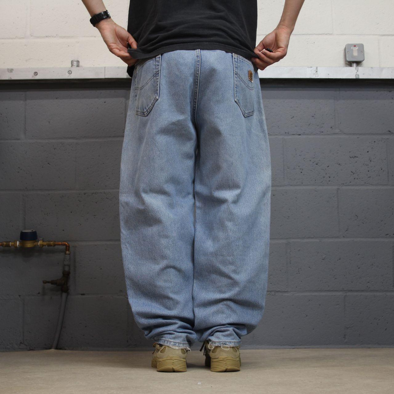 Vintage Carhartt jeans faded blue denim Loose thick skate style workwear pants