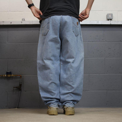 Vintage Carhartt jeans faded blue denim Loose thick skate style workwear pants