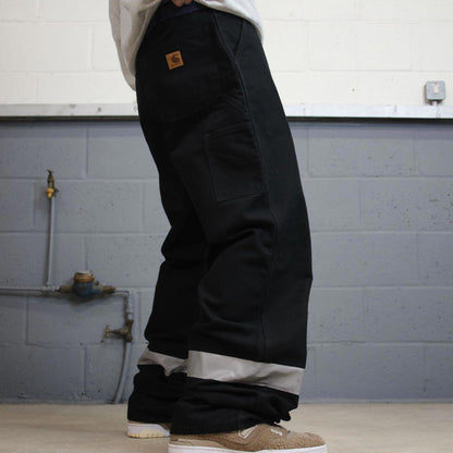 Vintage baggy Carhartt carpenter jeans black 90s skater style W36L34 flannel lined carpenters