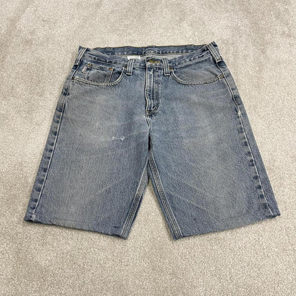 Carhartt denim shorts y2k faded blue Loose skater style work jorts