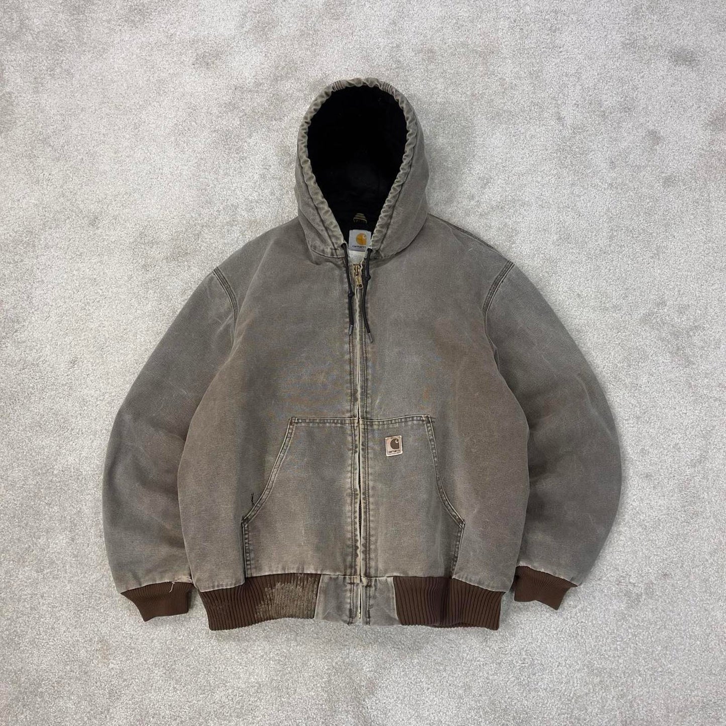 Vintage brown Carhartt hooded active jacket XL canvas bomber