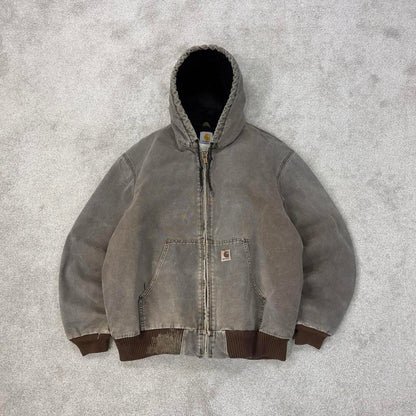 Vintage brown Carhartt hooded active jacket XL canvas bomber