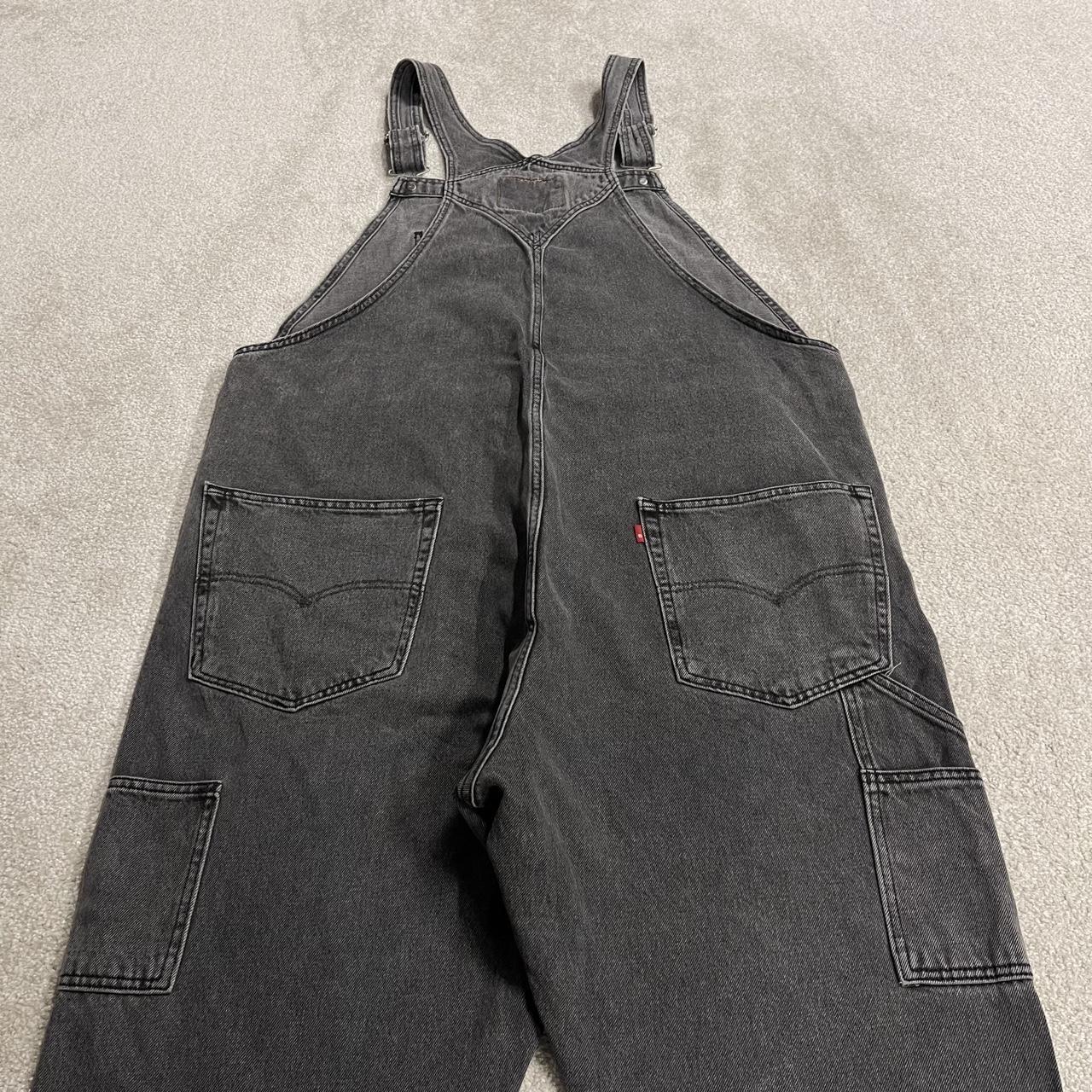 Levi’s dungarees y2k 00s denim overalls washed black loose fit red tab and adjustable straps
