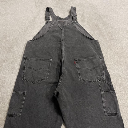 Levi’s dungarees y2k 00s denim overalls washed black loose fit red tab and adjustable straps