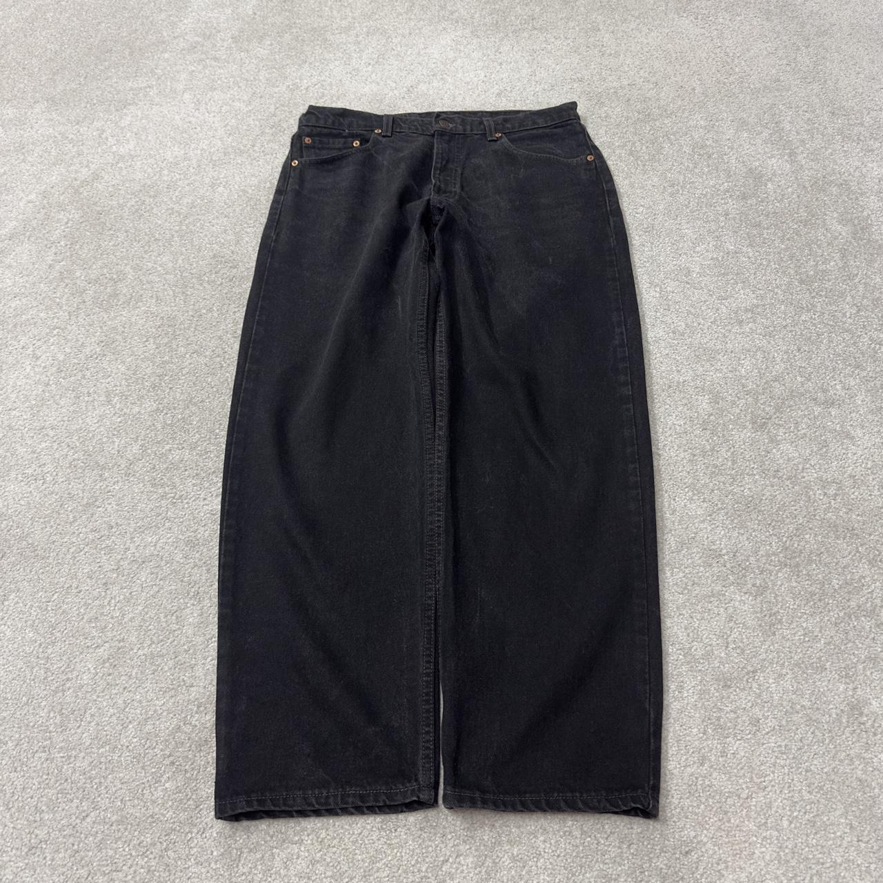 Levi’s 550 relaxed jeans y2k W34L30 black loose straight leg pants red tab logo