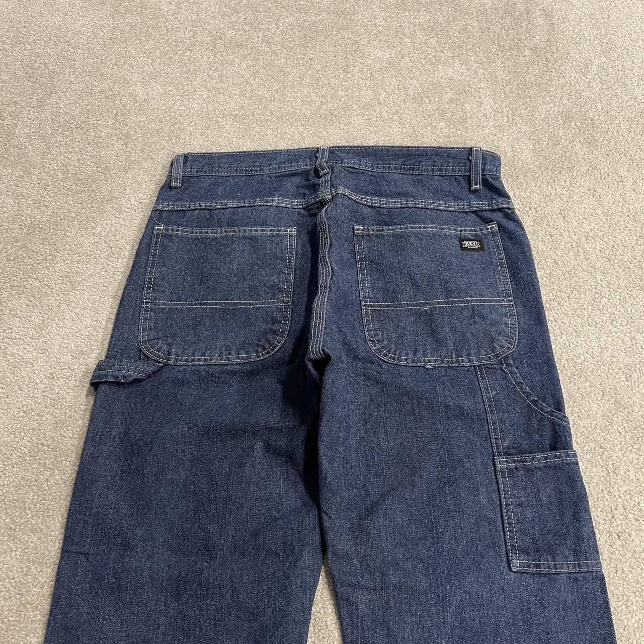 Key Workwear carpenter jeans y2k W34L30 blue Skater style 100% cotton denim cargos