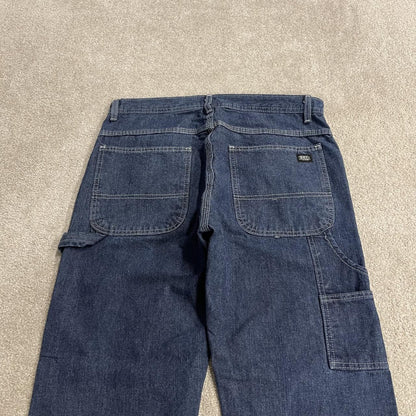 Key Workwear carpenter jeans y2k W34L30 blue Skater style 100% cotton denim cargos