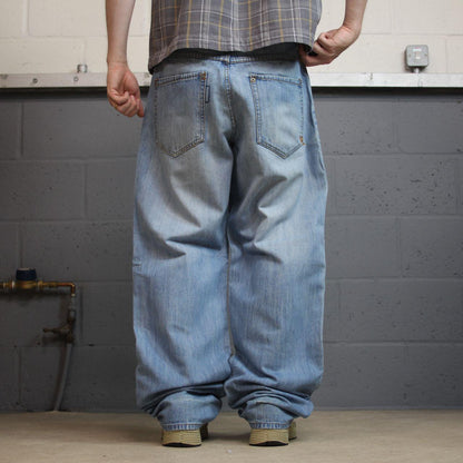 Rocawear baggy jeans y2k embroidered W36L33 blue denim Wide leg skater style surf pants