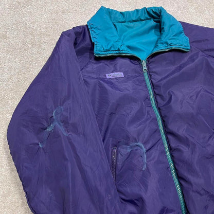 Vintage y2k reversible Columbia technical windbreaker jacket Purple green Bomber style jacket