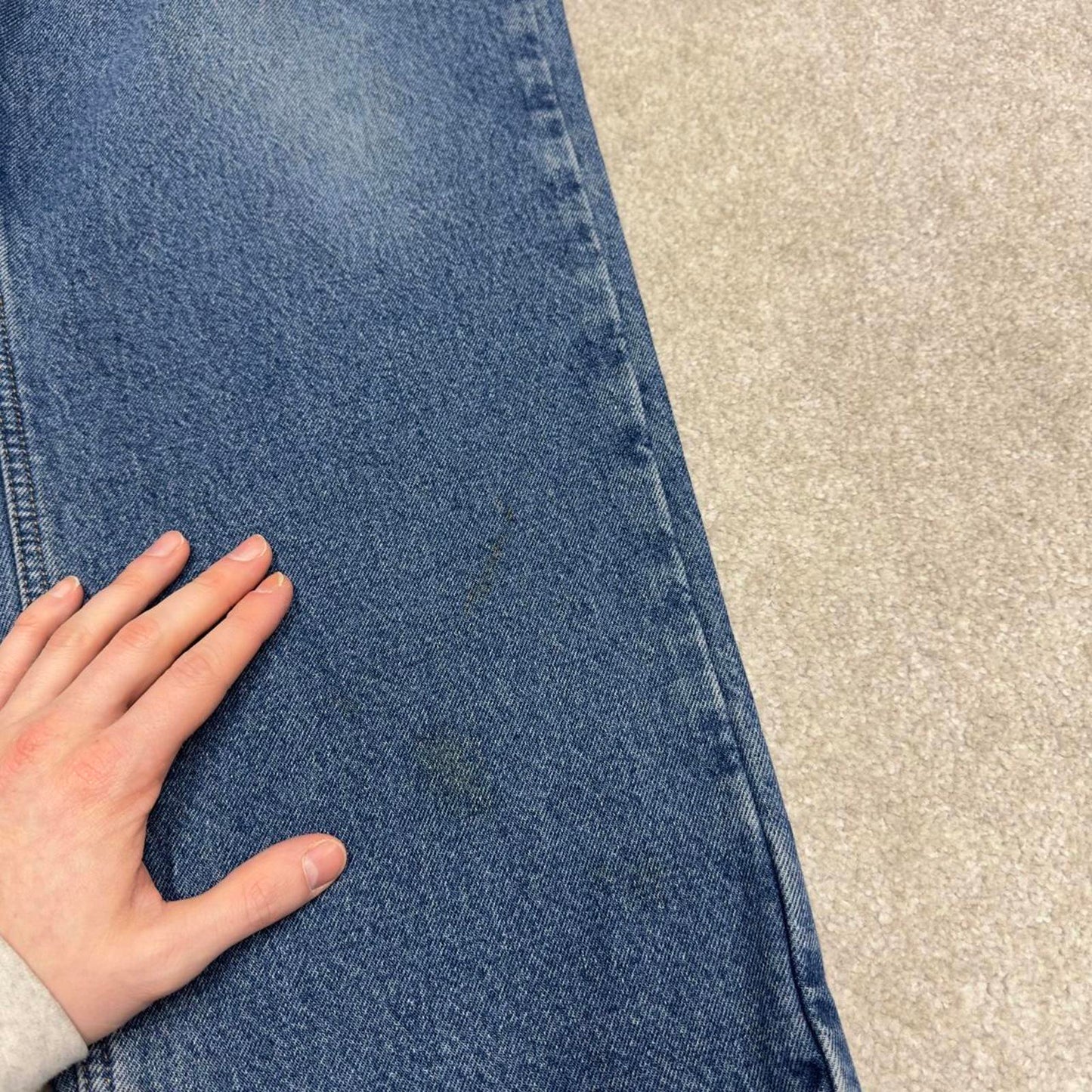 Vintage baggy Y2K Carhartt denim jeans blue Loose relaxed fit flannel lined skate style work pants