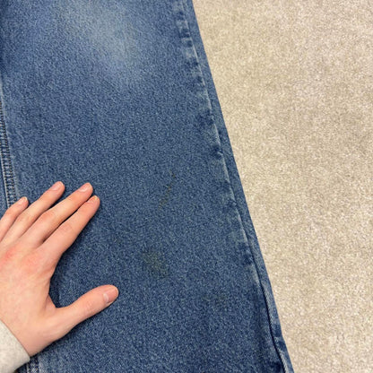 Vintage baggy Y2K Carhartt denim jeans blue Loose relaxed fit flannel lined skate style work pants