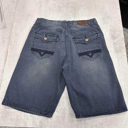 Vintage Phat Farm denim shorts W32 loose Y2K shorts pocket flaps embroidered designs