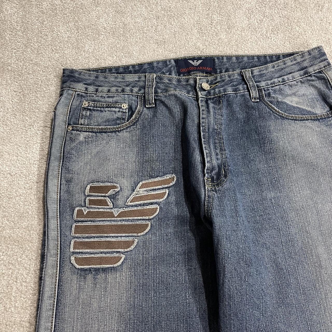 Y2K baggy embroidered jeans blue W36L33 Loose fit skater surf style pants