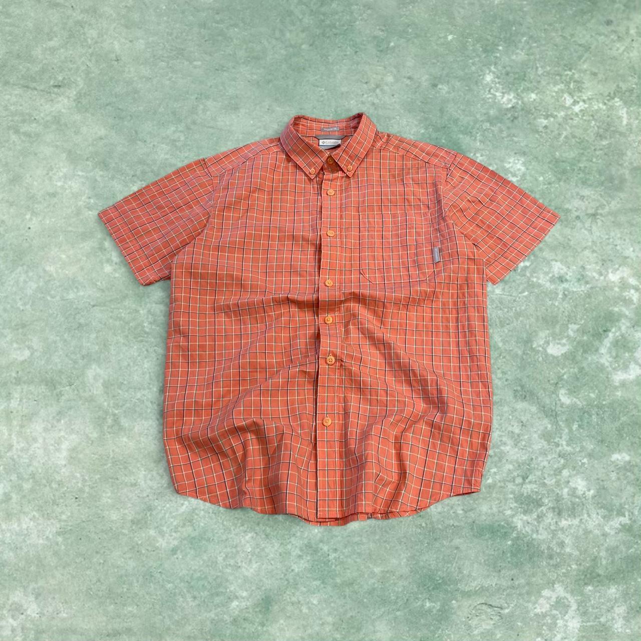 Columbia checkered short sleeve shirt y2k pink Festival style check button down summer shirt