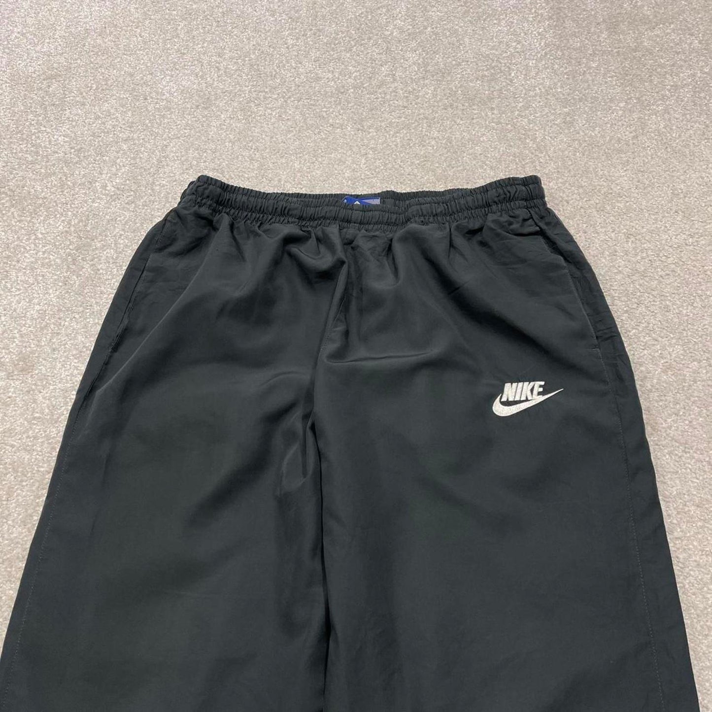 Y2k Nike tracksuit bottoms charcoal grey Loose mesh lined embroidered track pants