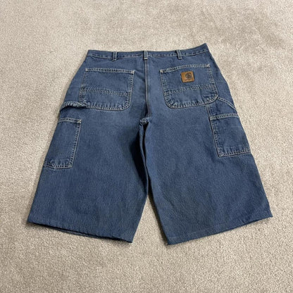 Carhartt denim shorts y2k carpenter faded blue Skater / surf style work jorts