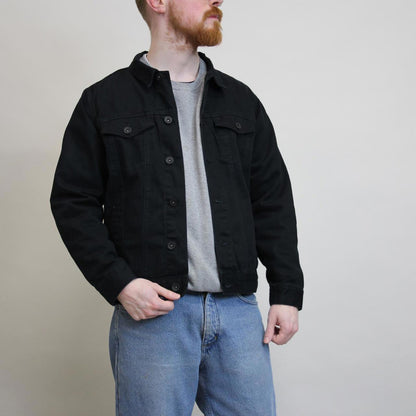 Black Southpole Jacket Medium denim trucker jacket skeleton rib cage