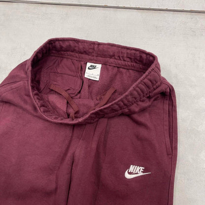 Y2k burgundy Nike joggers S mens gym comfy sweatpants swoosh logo