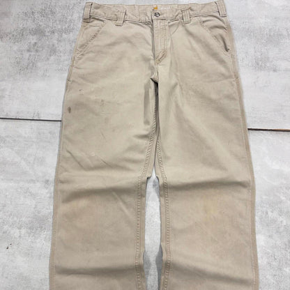 Beige Carhartt carpenter pants W34L32 relaxed fit 90s skater style cargos