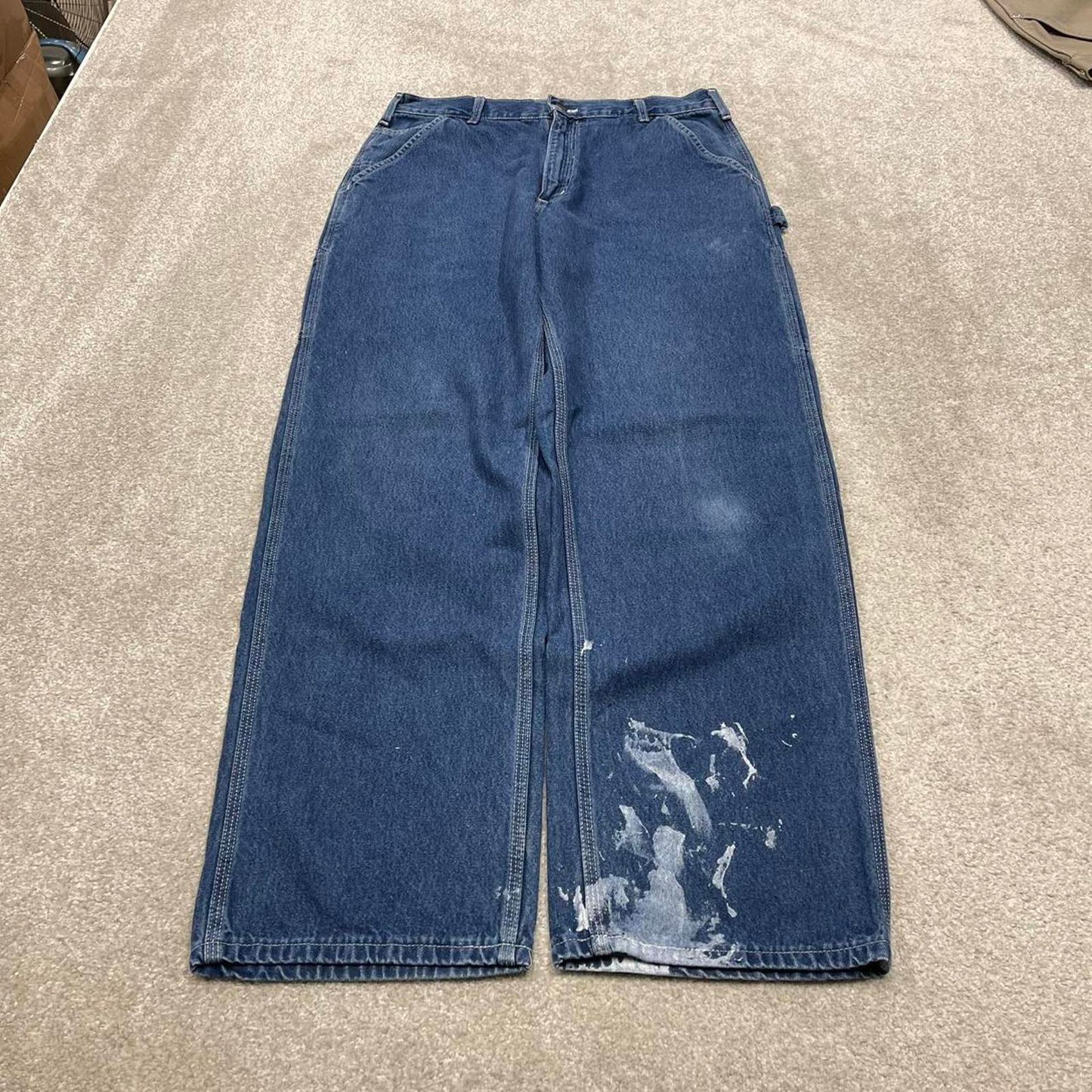 Y2K baggy Carhartt carpenter jeans blue Loose wide leg denim skate style workwear cargo pants