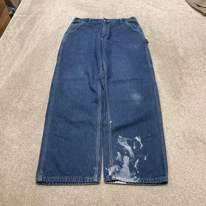 Y2K baggy Carhartt carpenter jeans blue Loose wide leg denim skate style workwear cargo pants
