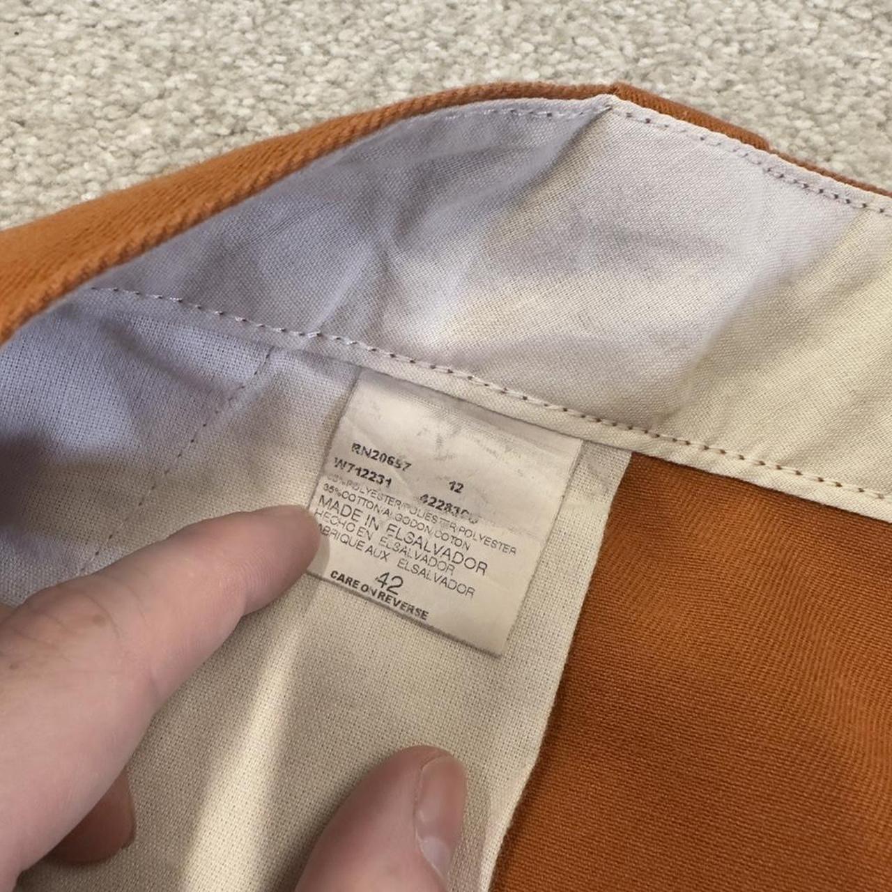 Orange baggy Dickies carpenter chino shorts Chino style skater shorts long wide leg festival