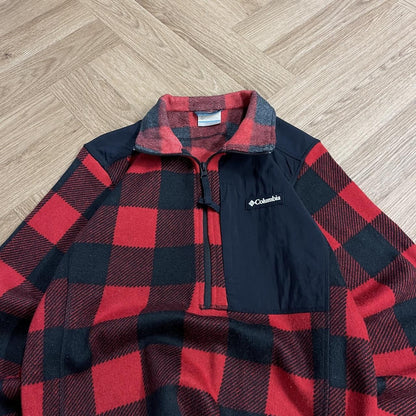 Y2K Colombia fleece checkered pattern Half zip autumn paneled check fleece