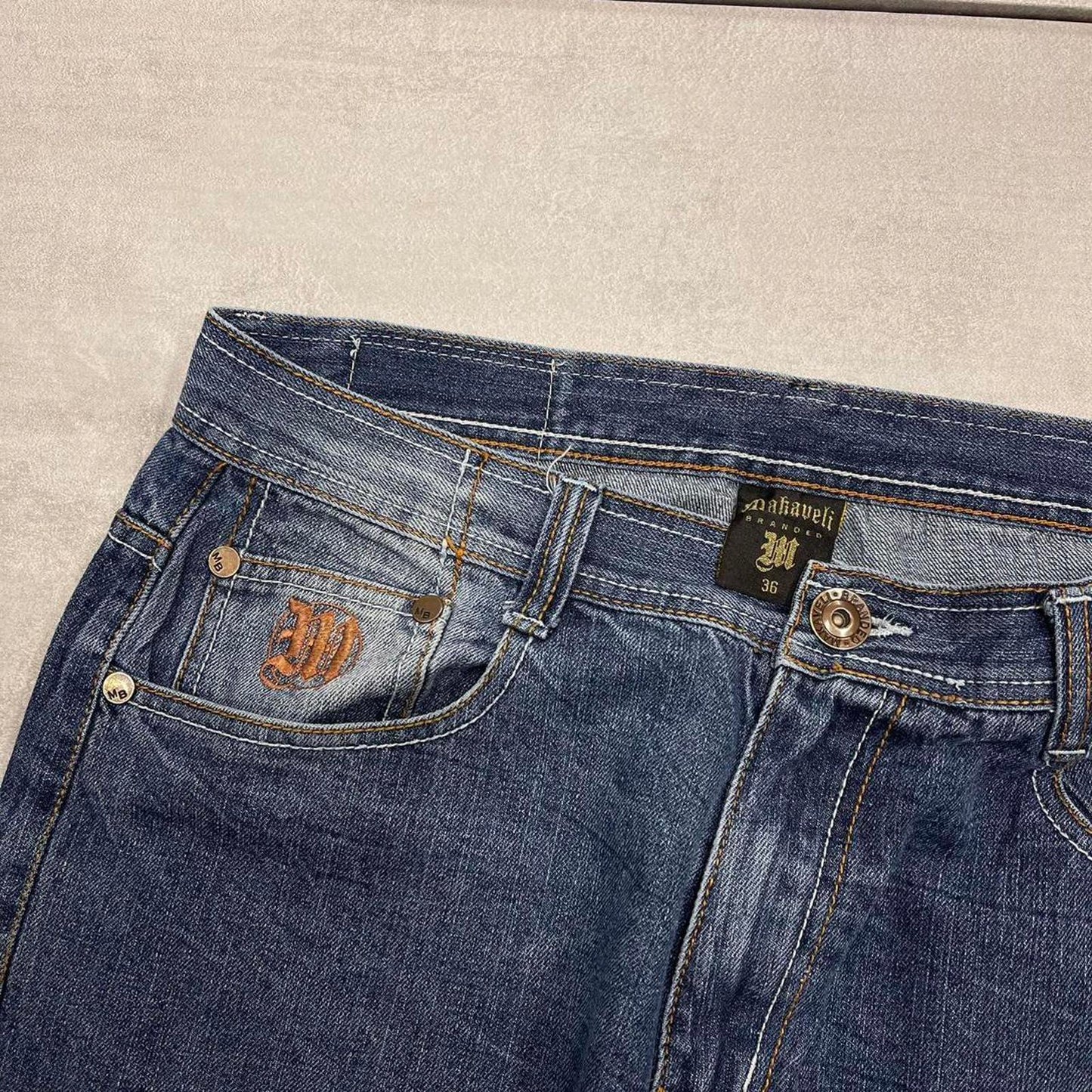 Blue embroidered Makavelli jeans W34L31 loose y2k style denim