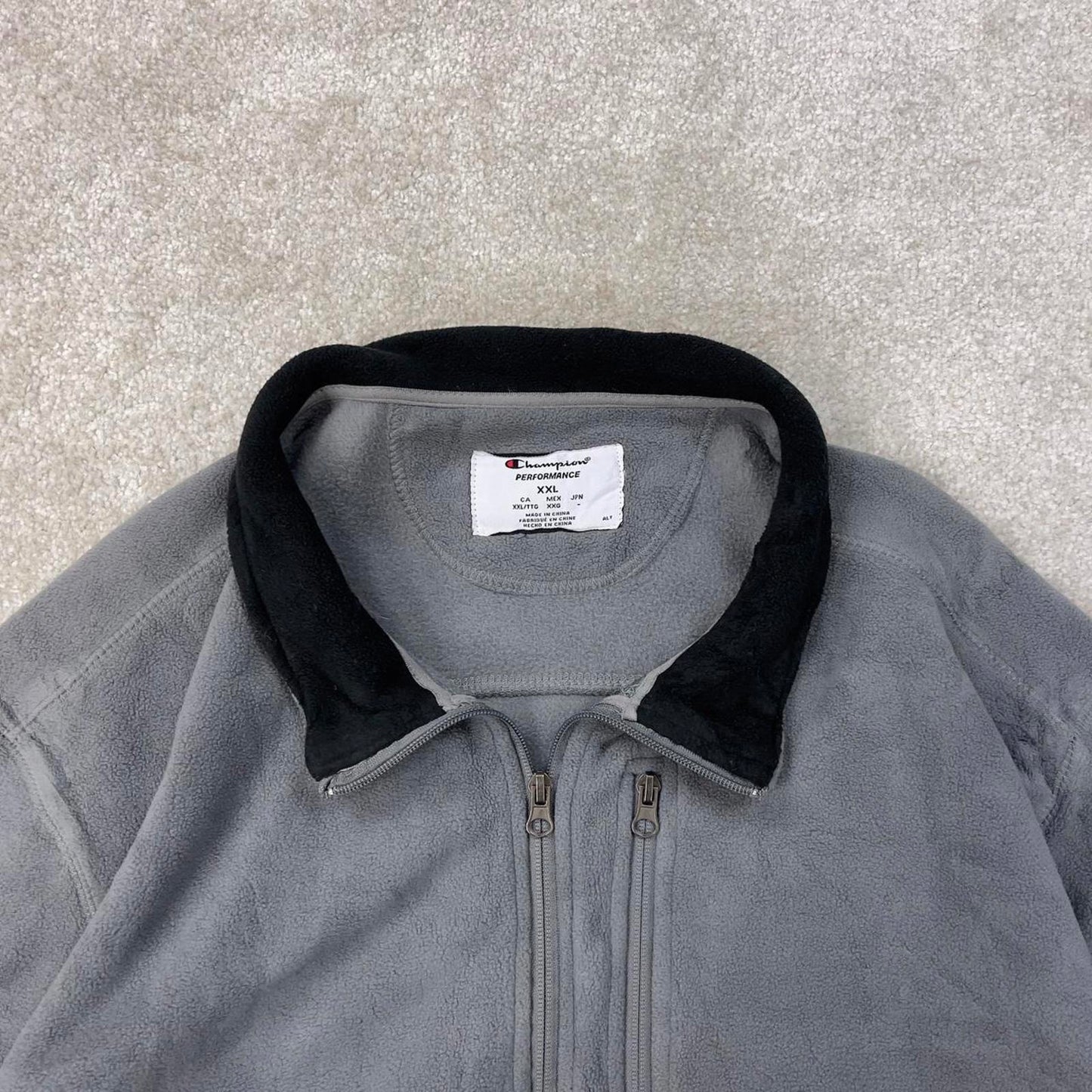 Grey Champion technical fleece XXL full zip up y2k 00s style autumn adjustable waist outdoors wear