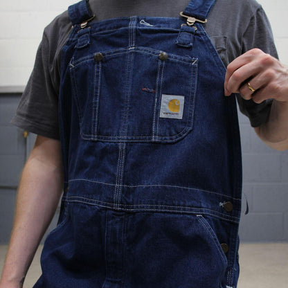 Carhartt dungarees baggy denim overalls blue Bib & brace utility workwear farmer