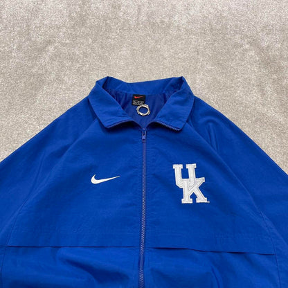 Vintage 00s Nike jacket y2k style XL men's blue full zip windbreaker coat embroidered technical