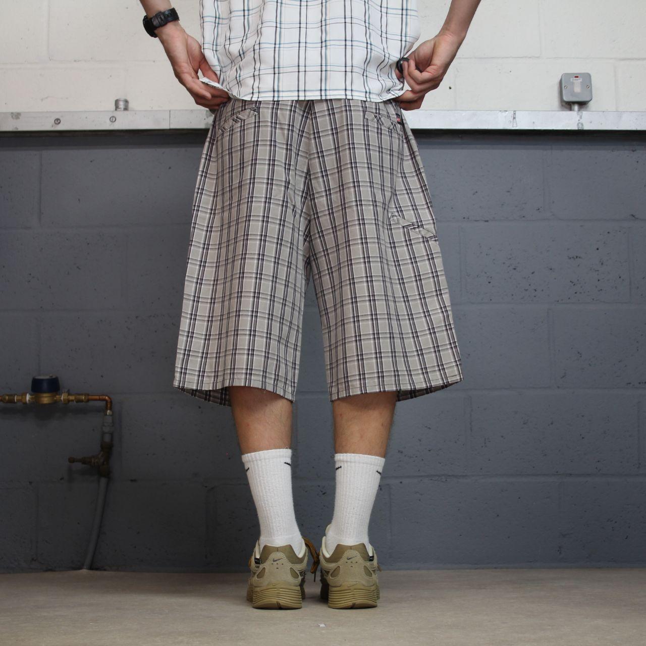 Dickies baggy checkered chino shorts carpenter grey Chino skater / surf check shorts loose festival