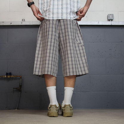 Dickies baggy checkered chino shorts carpenter grey Chino skater / surf check shorts loose festival