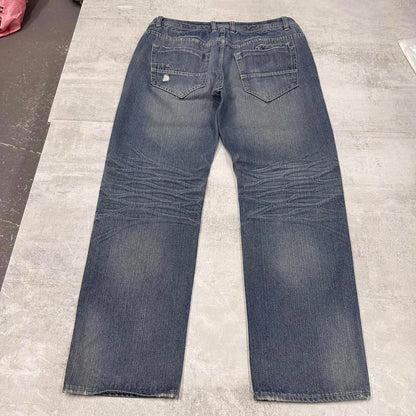 Blue Jordan Craig jeans W38L32 loose Y2K style hip hop distressed design