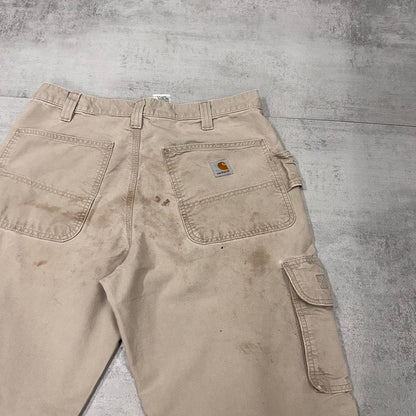 Baggy Carhartt cargo pants W32L31 loose wide leg carpenter tousers beige