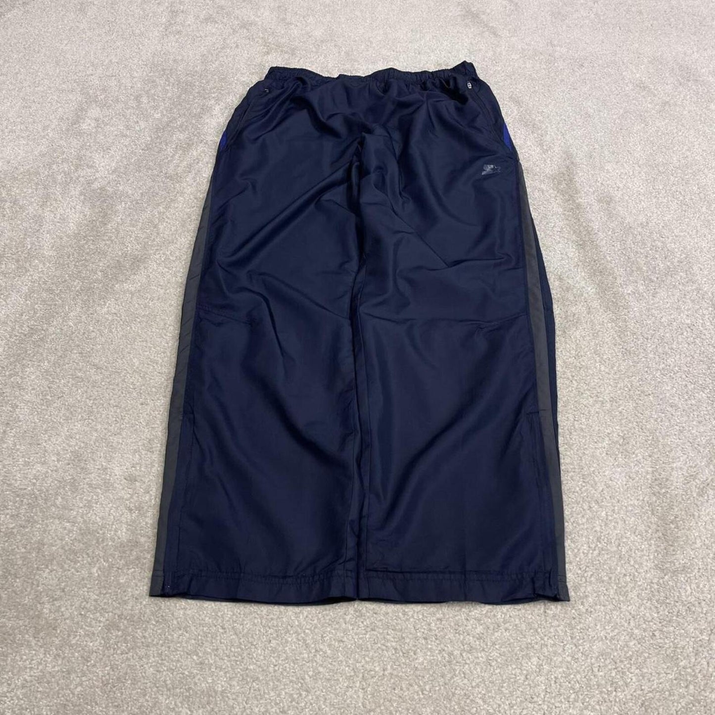 Starter baggy tracksuit bottoms wide leg navy Loose floaty print logo mesh lined track pants