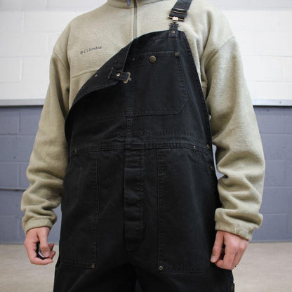 Vintage 90s Dakota dungarees overalls XL black canvas mens loose bib and brace workwear