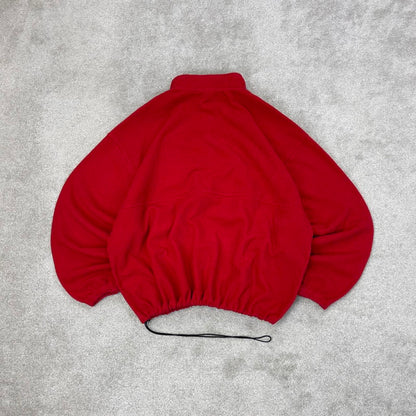 Red Champion technical fleece XXL 1/2 zip up y2k style autumn adjustable waist