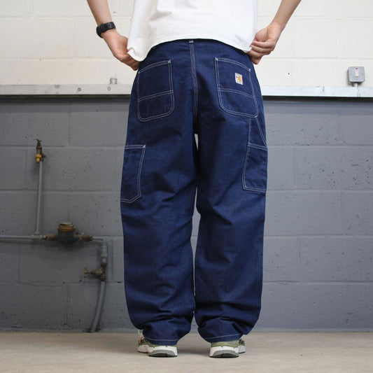 Mens Carhartt FR carpenter jeans W36L32 blue denim loose 90s style cargos