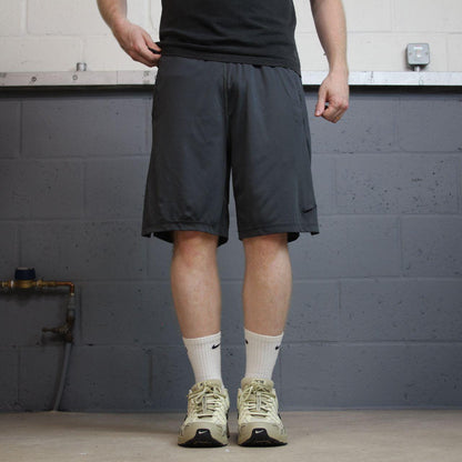 Nike sports shorts y2k loose charcoal grey Dri-Fit floaty summer gym shorts