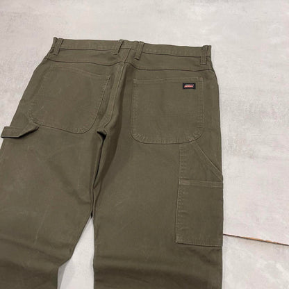 Loose Dickies carpenter jeans W34L34 90s skate style green canvasy cargos