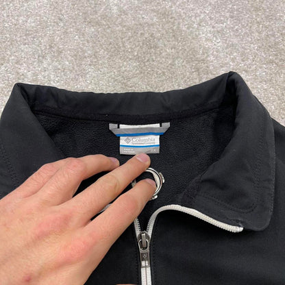 00s Columbia windbreaker jacket y2k style 2XL women's black full zip soft shell coat technical