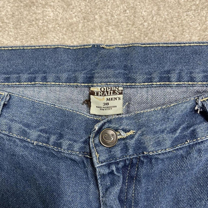 Baggy denim carpenter shorts cargo blue Open Trails skater style surf jorts