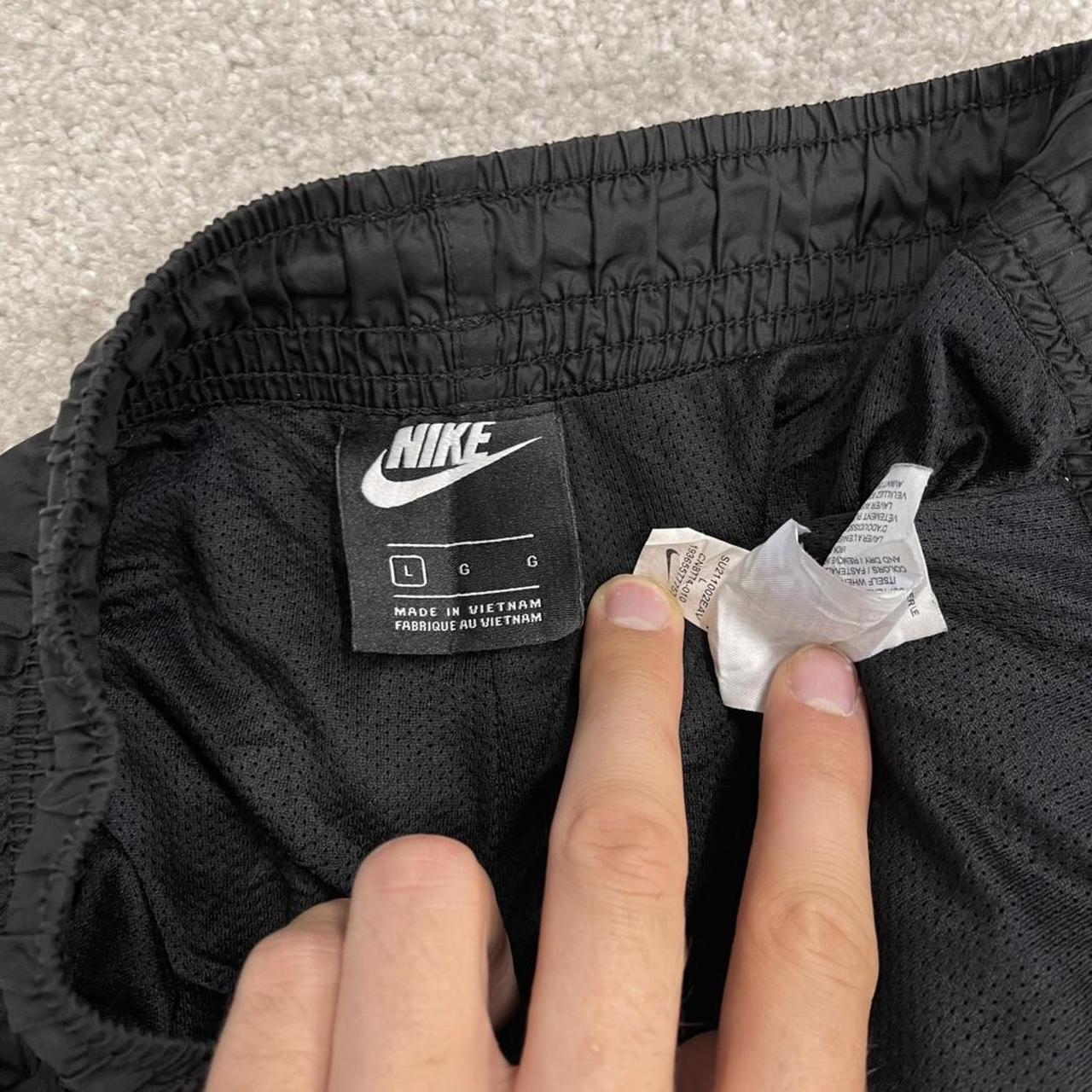 Nike tracksuit bottoms Y2K black Loose mesh lined embroidered cuffed track pants