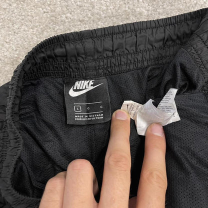 Nike tracksuit bottoms Y2K black Loose mesh lined embroidered cuffed track pants