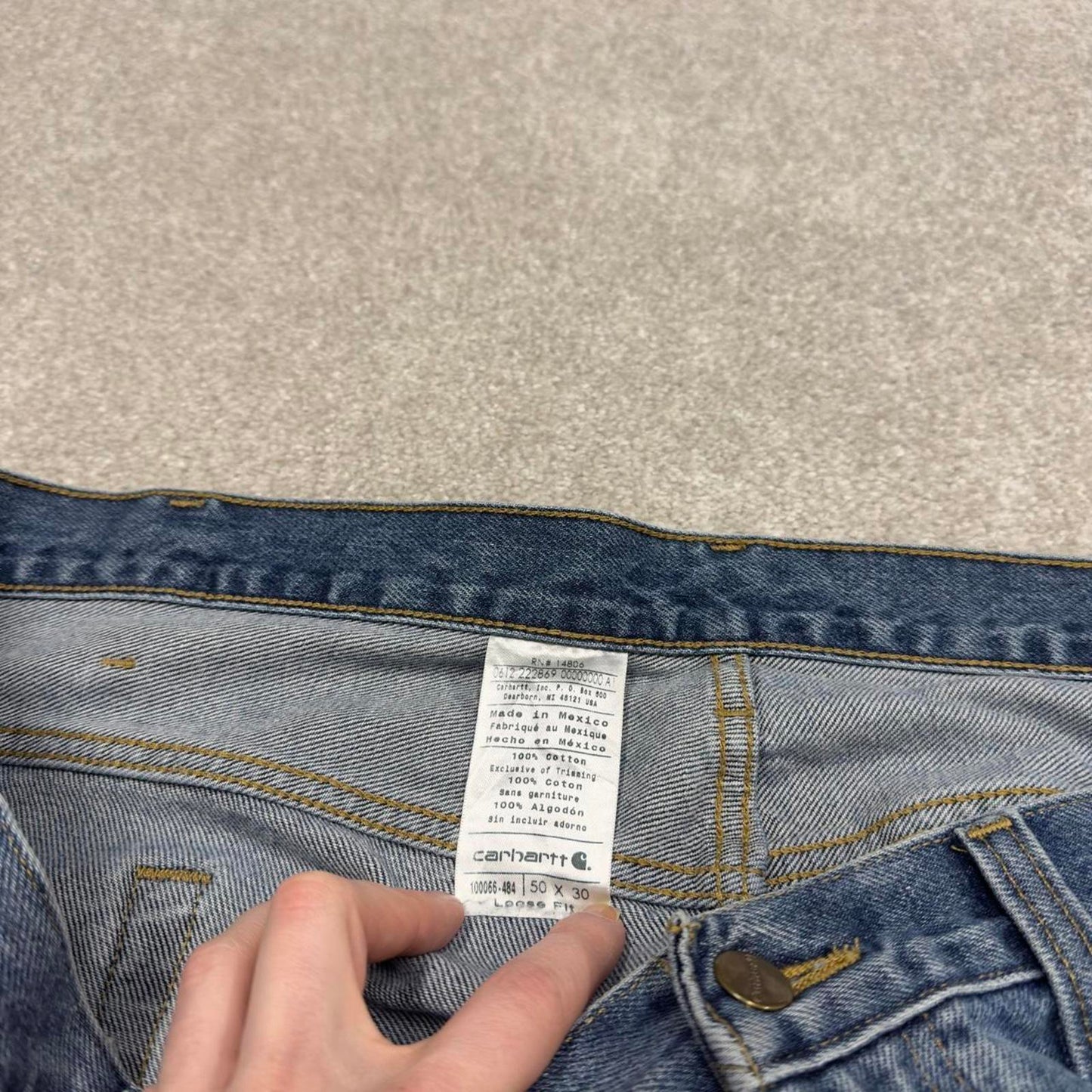 Y2K baggy Carhartt denim jeans blue Loose fit baggy skate style workwear pants